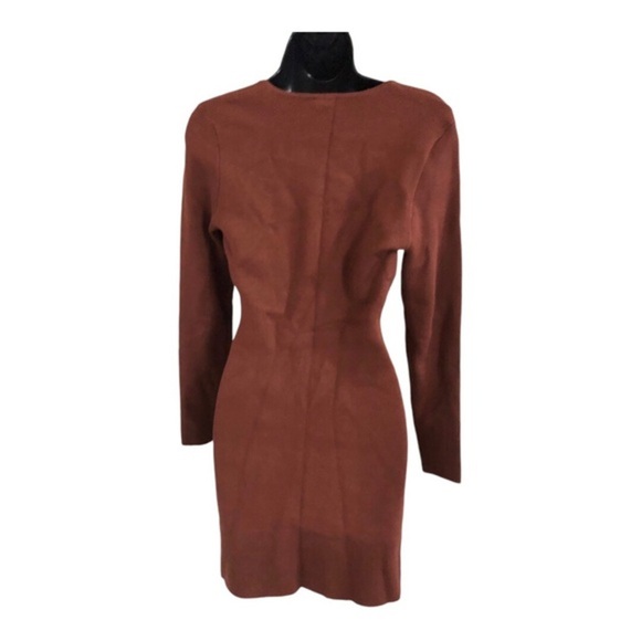 Abercrombie & Fitch brown zip front long sleeve sweater knit dress size medium - Picture 4 of 11